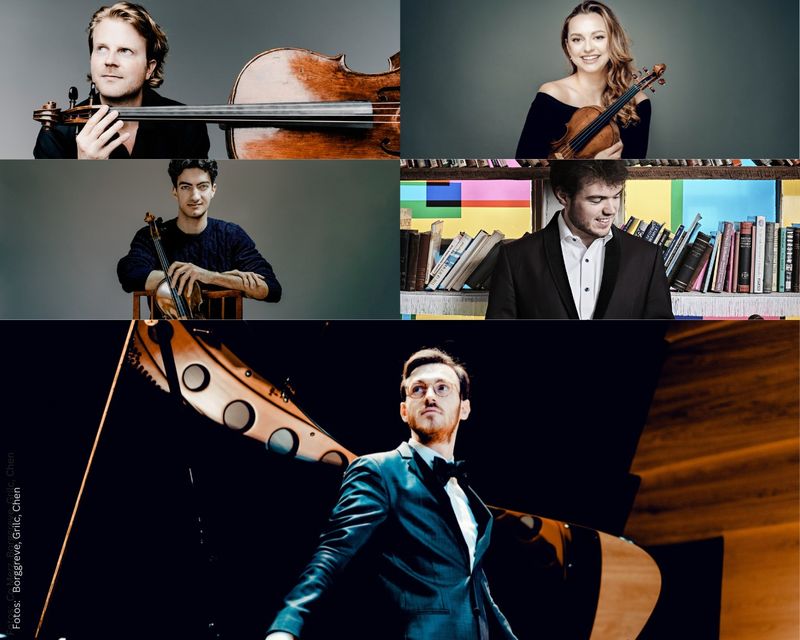 Aris Alexander Blettenberg, Julian Steckel, Maria Ioudenitch, Stephen Waarts und Timothy Ridout